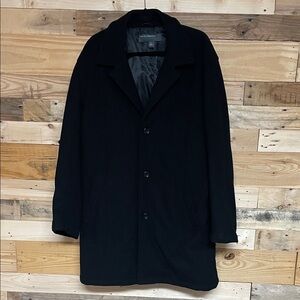 Perry Ellis Portfolio size Large Black Wool Cozy Warm Pea Coat with Pockets
